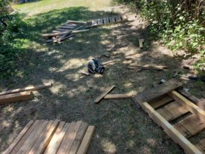 Disassembled free recycled lumber Free recycled lumber raised garden bed